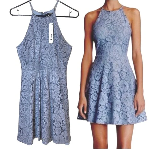 NWT Aqua Dusty Blue Lace Dress Women’s Sz S - Picture 5 of 11
